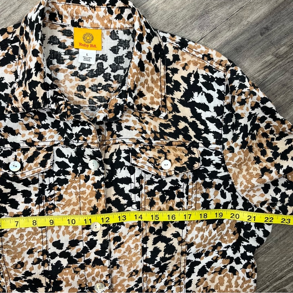 Ruby Rd. Animal Print Collared lightweight Jacket | L - Picture 9 of 9